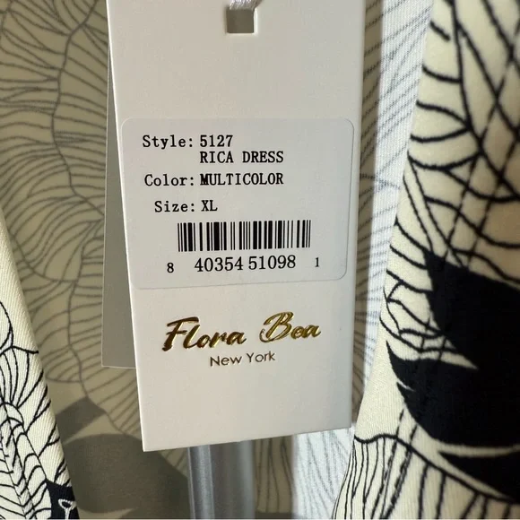 Flora Bea NYC NWT Sleeveless Wrap Rica Dress Floral Pattern Black & Cream Sz XL - Picture 8 of 14